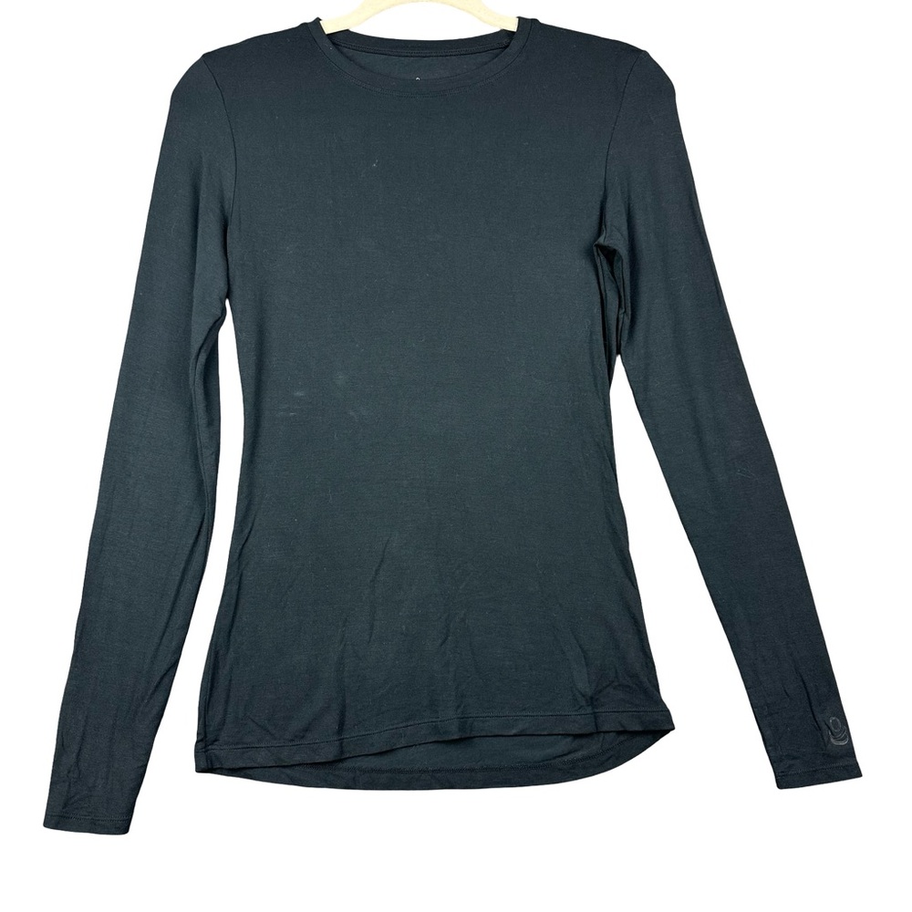 Cuddl Duds Black Long Sleeve Crewneck Softwear Stretch Lightweight Basic Top XS